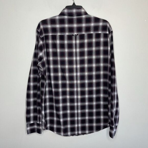 J.FERRAR Shirt Mens Large L Purple-Gray Plaid Long Sleeve Button-Up EUC Cotton - Picture 3 of 6